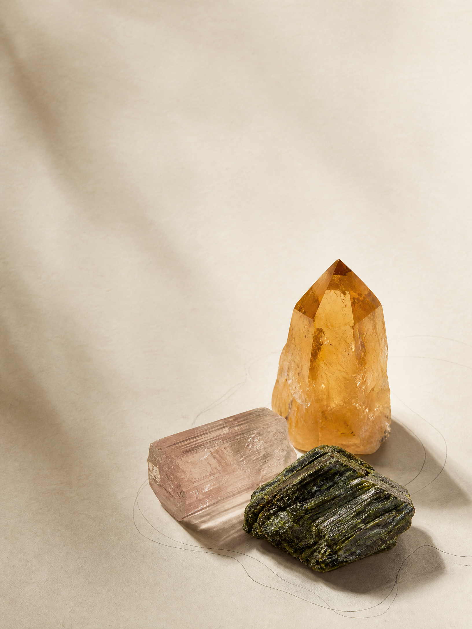 Curated study of raw and polished mineral specimens